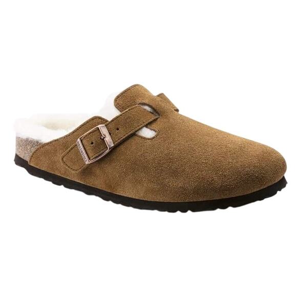 Birkenstock Boston Shearling Clogs Brown Suede Leather Casual wom SZ 11-11.5 - Picture 4 of 8